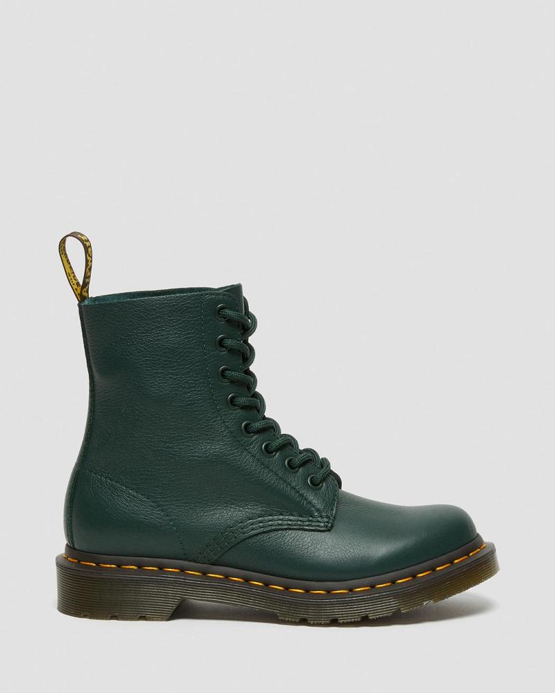 Botines Dr Martens 1460 Pascal Virginia Cuero Mujer Verdes | MX 87RVD